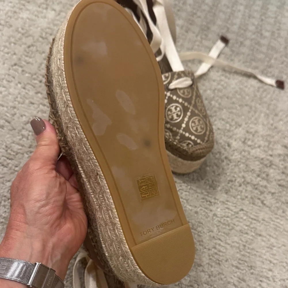 Tory Burch Tan Espadrille Wedge Shoes - Picture 4 of 5
